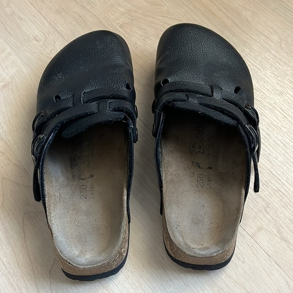 Birkenstock Birki’s Boston Clogs Black Cork Double Buckle Size Women’s 8 Men’s 6 - Picture 2 of 9
